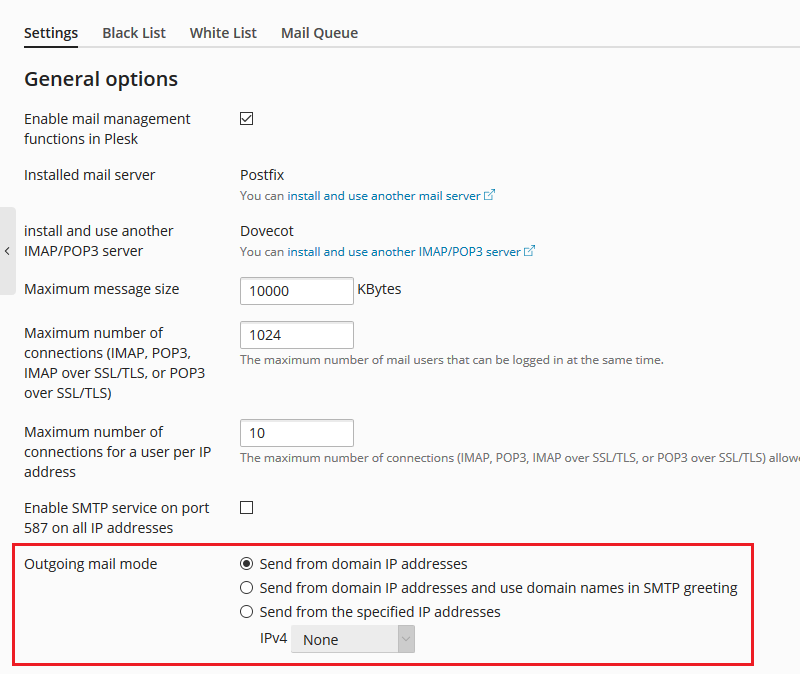 How to change outgoing mail server IP address in Linux PLESK