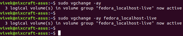 command to activate VG on LVM?