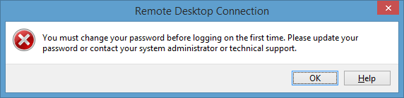 Forced password change at next logon not allowing to RDP